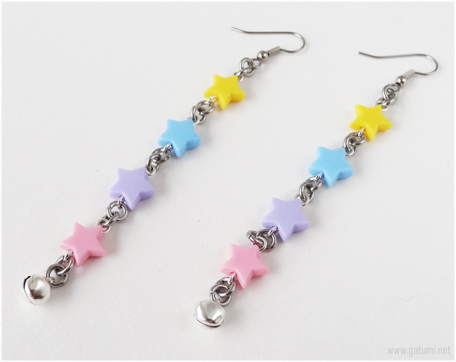 Pastel Rainbow Star Earrings Stainless Steel Hooks Fairy