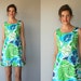 1960s dress / 60s dress / hawaiian dress / tropical print party dress - size small , medium