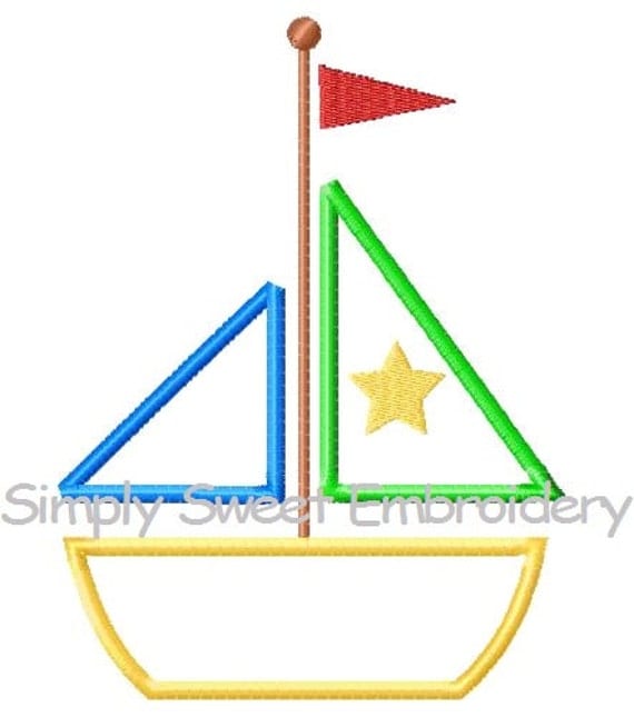 Sailboat Machine Embroidery Applique by SimplySweetEmbroider