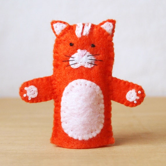 Felt finger puppet cat animal puppet storytime puppet