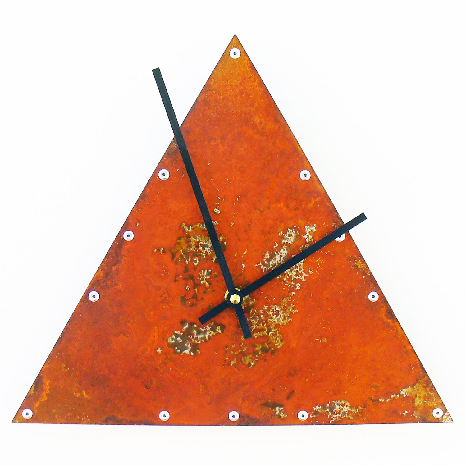 Triangle Medium Rustic Wall Clock Unique Wall Clock Modern