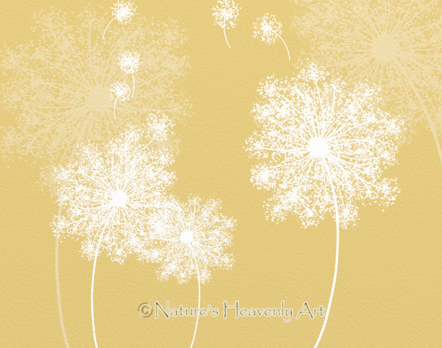 Blowing Dandelion Wall Art Print 11 x 14 Yellow Wall Decor