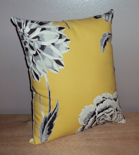 Mod Yellow and Gray Floral Decorative Throw by LumbarLiquidators