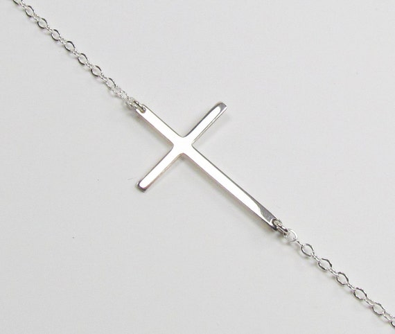 Kelly Ripa Sideways Cross Necklace Sterling Silver by gemsinvogue