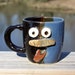 Dad's Mustache Mug. Father's Day. Blue and Black Handmade Stoneware Coffee Mug