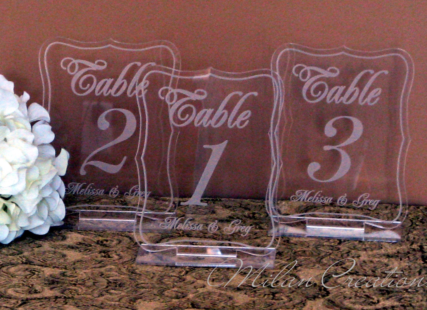 Sample Acrylic Wedding Reception Table Numbers by MilanCreations