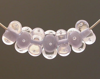 Water Beads, lampwork glass beads, lampwork bead sets, artisan lampwork beads, lavender and crystal clear with bubbles, lavender beads