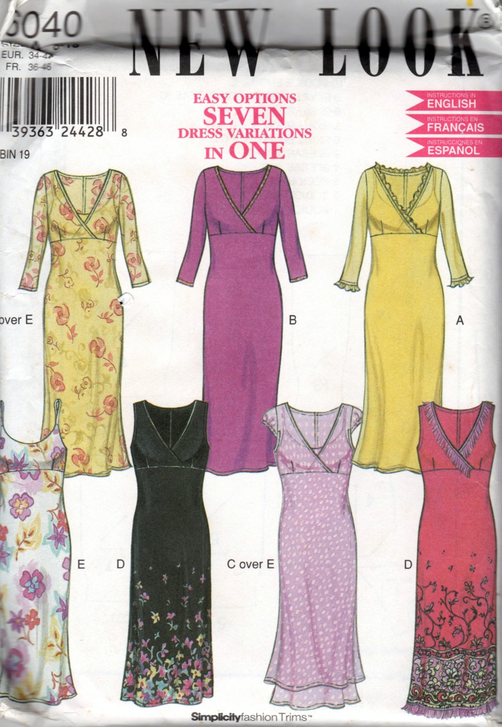 6040 New Look Simplicity Uncut Sewing Pattern Misses Dress