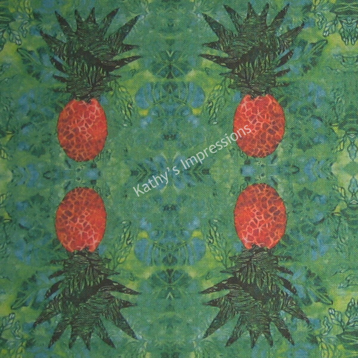 Tropical PINEAPPLE Mirror Image 6 Batik Fabric Quilt