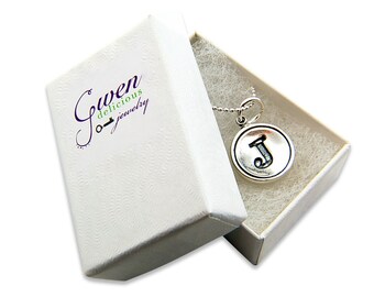 Sterling Silver Initial Necklace - Initial Typewriter Key Charm Necklace - Pick your Letter - other letters available