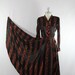 INCREDIBLE Early 1940's Dress - Vintage Satin and Taffeta Wide Striped Black and Bronze Circle Skirt Long Sleeve Frock