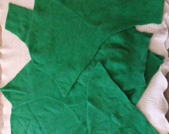 Felted Wool Angora Blend Sweater Remnants Green Recycled Fabric Material
