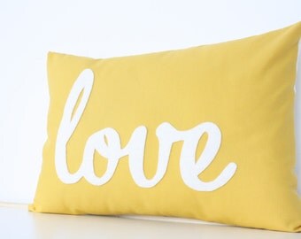 Yellow Love PIllow - Home and Living / Decor and Housewares - by Honey Pie Design