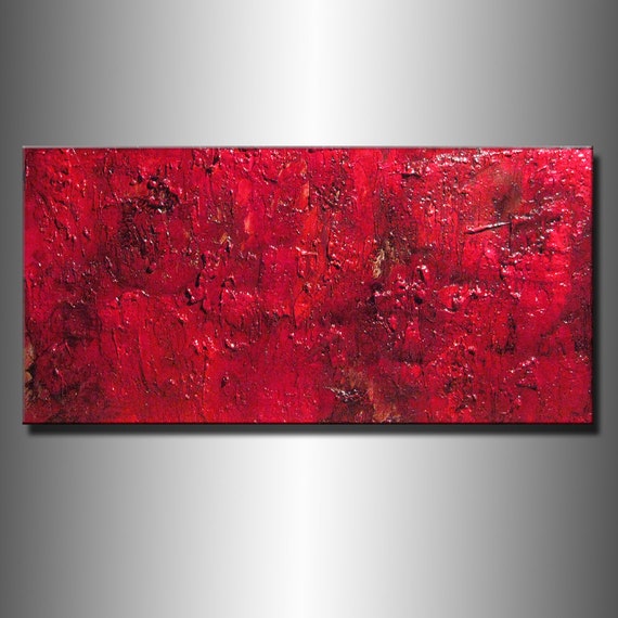 Original Red Textured Abstract Painting Contemporary Art
