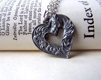 Horse Necklace Horse Jewelry Equestrian Necklace Horse Lovers Pewter Horse on Silver Chain Dressage Equine