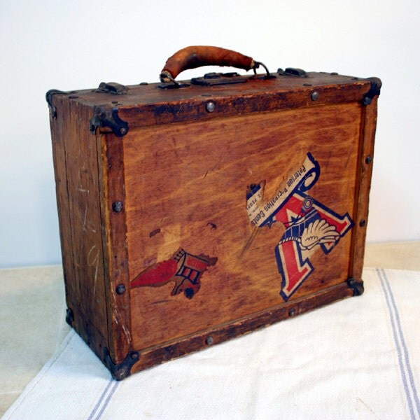 Vintage Roller Skating Box / World War II Wood Skate Case