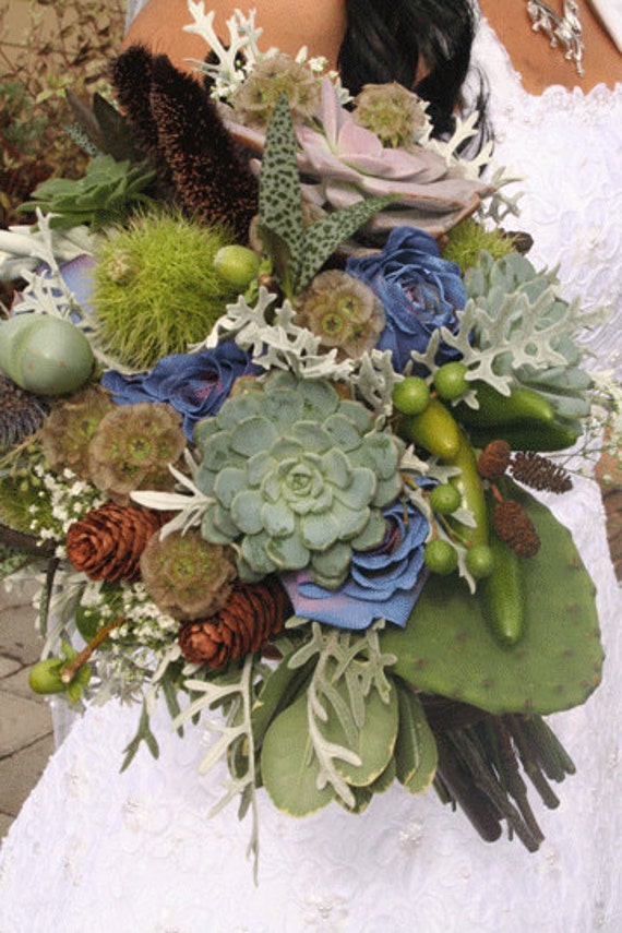 Items similar to Funky bridal bouquet. Succulents, prickly ...