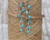 Bridesmaid Earrings: Turquoise Drop Beaded Earrings | Dangle + Drop | Something Blue Wedding Jewelry | Turquoise Jewelry | Cascading Jewelry