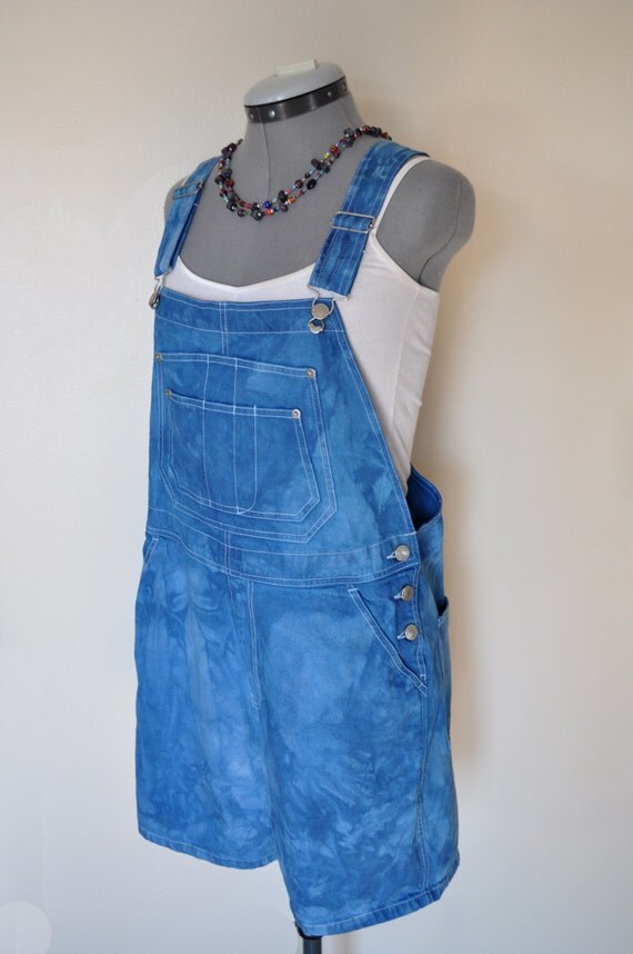 Colored Bib OVERALLS Hand Dyed Aqua royal Blue Adrianna