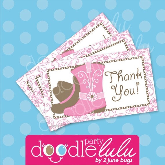 Cowgirl Birthday Party Favor Tags - Pink and Brown Paisley Cowgirl Thank You Tags - Girl Western Party - PRINTABLE, INSTANT DOWNLOAD Il_570xn
