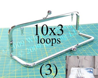 Discounted 3 nickel-free 10x3 purse frame kisslock with LOOPS
