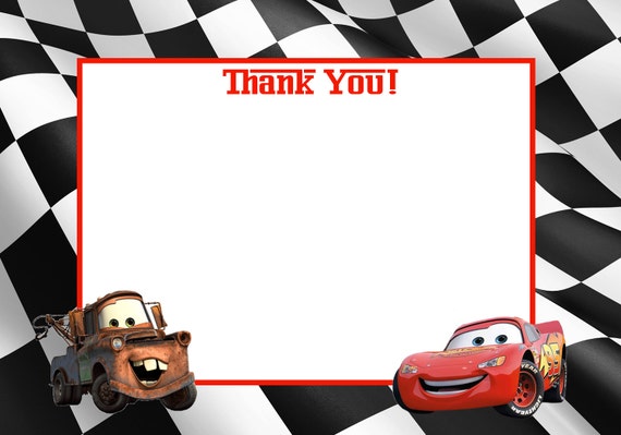 Items Similar To INSTANT DOWNLOAD Disney Cars Printable Thank You Card 