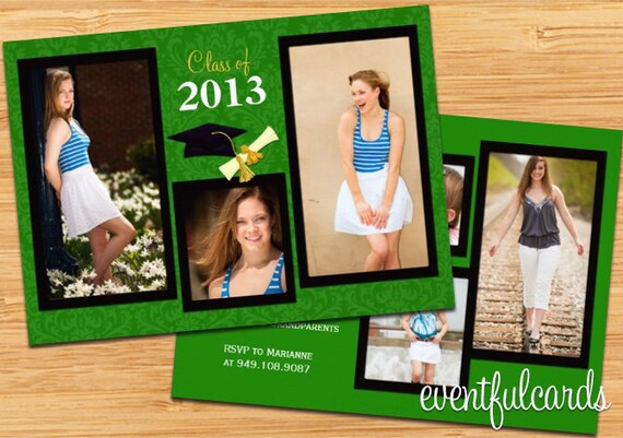 Class of 2017 High School/College Graduation Invitation Photo Card - Print at Home or E-card Il_570xn