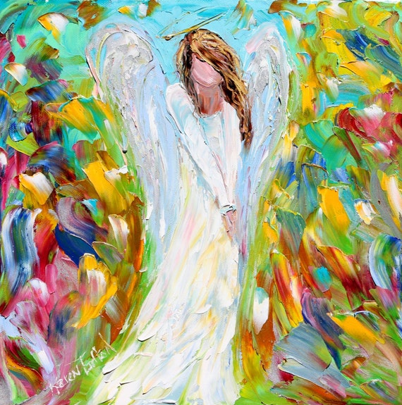 Original Angel PALETTE KNIFE oil painting Abstract fine art