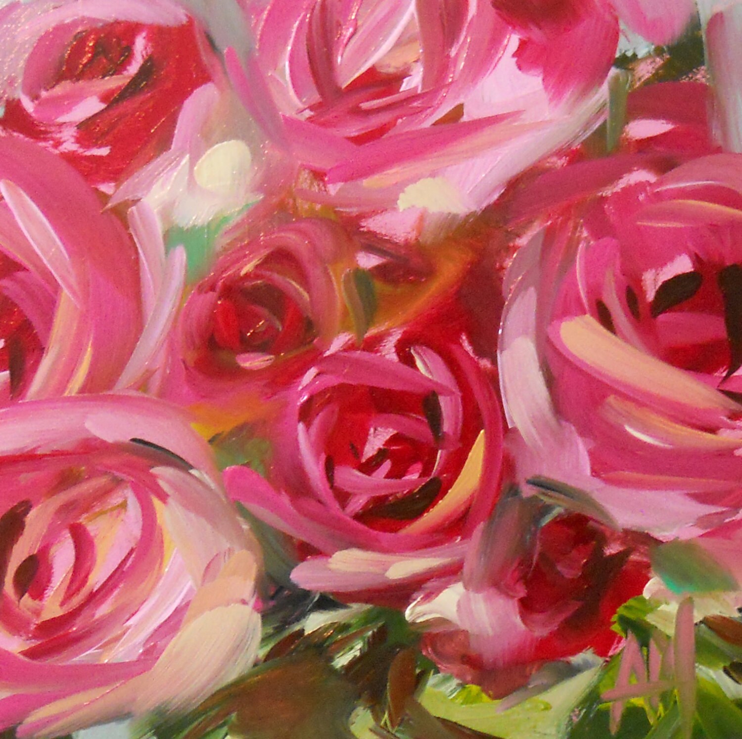 Pink Roses no. 27 original floral still life oil painting by