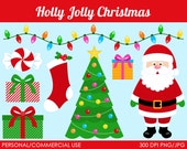 Holly Jolly Christmas Clipart - Digital Clip Art Graphics for Personal or Commercial Use Il_170x135