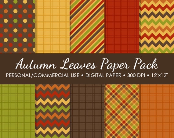 Autumn Leaves Digital Printable Paper Pack - For Commercial or Personal Use Il_570xn
