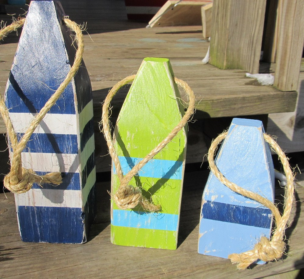 OOAK Reclaimed Wood Buoys. Wooden Buoys. Set of 3 Buoys.