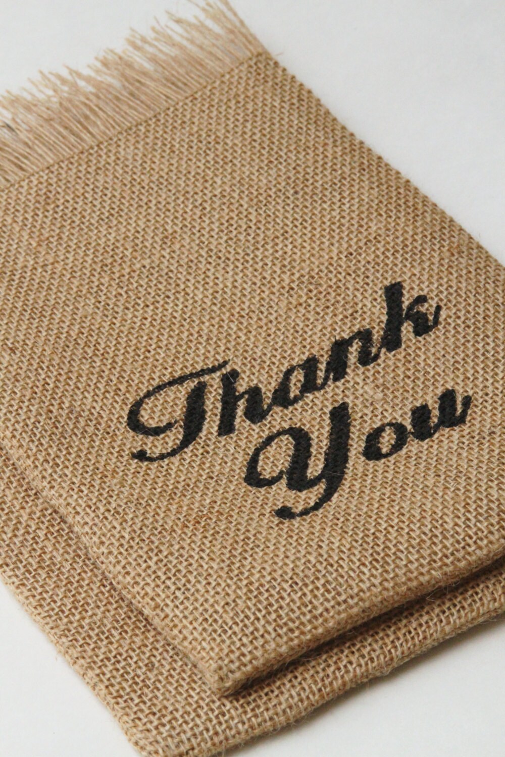 Burlap Gift Bags Set of FOUR Thank You Black and by FourRDesigns