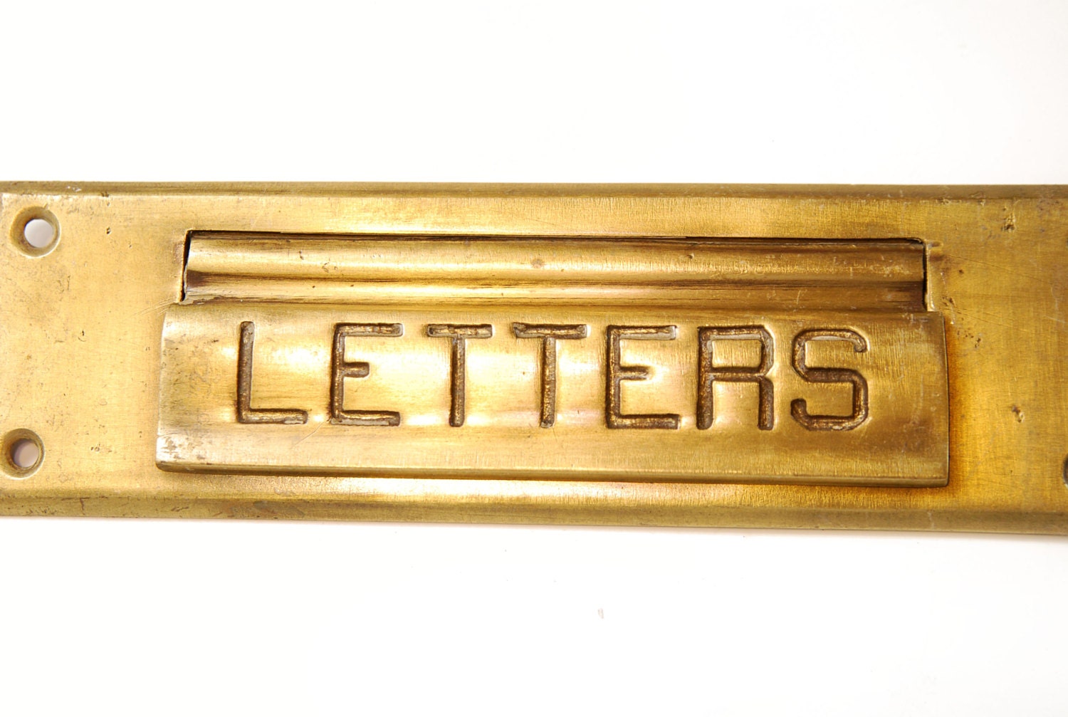 FREE SHIPPING Vintage Antique Brass Letters Door Slot Mail