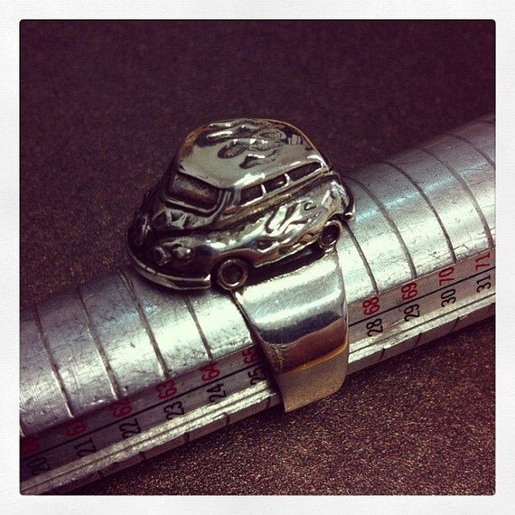 sterling silver VW Ring Volkswagon Micro Bus Van Beetle Bug
