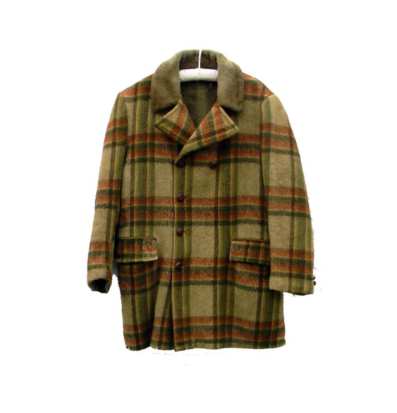 Vintage Mens Plaid Wool Coat by Agincourt