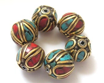 Oval shape nepal brass beads - BD046 - 1 bead