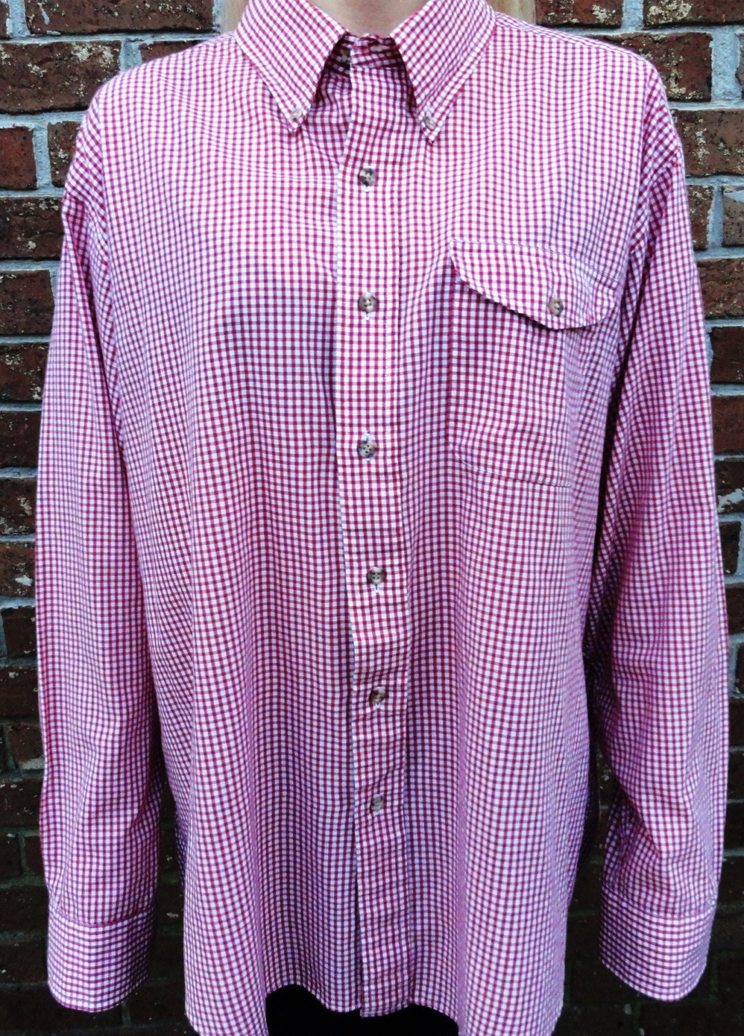 Men's Shirt XL Fox Collection Long Sleeve Red Checked