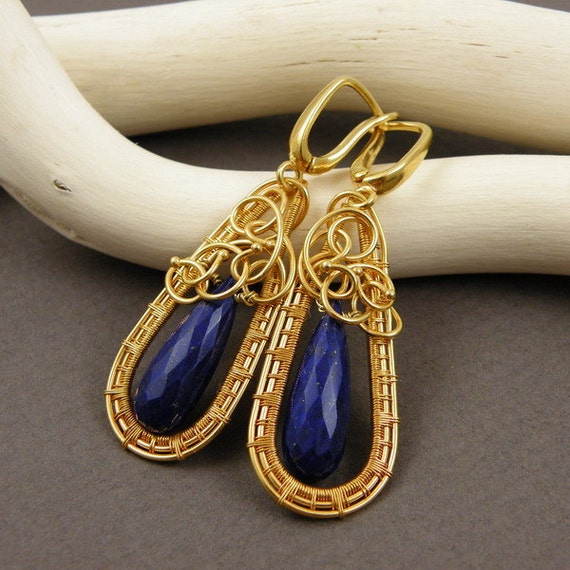 Vermeil wire wrap earring sterling silver gold by MadeBySunflower