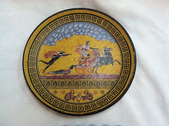 Vintage Greek Ancient Mythology Motif Plate/ Hector and