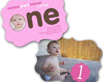 INSTANT DOWNLOAD - Luxe Birthday Invitation Photoshop Psd Photo Card Template Photographers - One Pink Girl - 0573