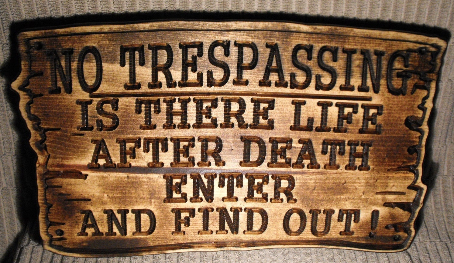 No Trespassing Carved Wood Sign 