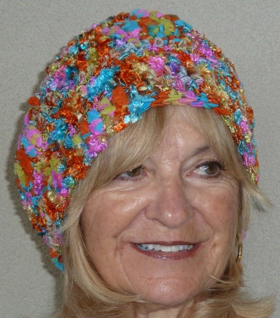 Women's Winter Hat Rainbow Color Original Crochet Hat