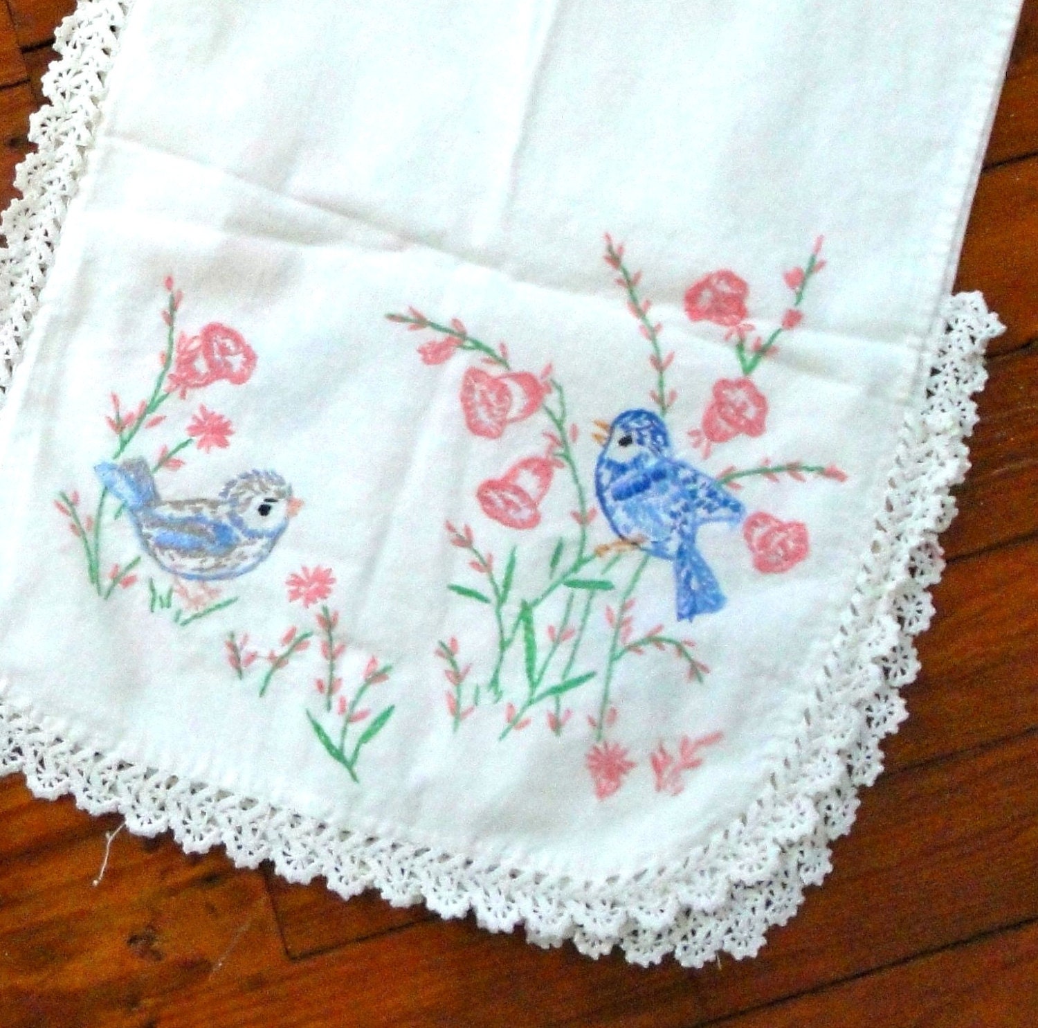 Vintage Embroidery Bird Table Runner by VintageJunkInMyTrunk