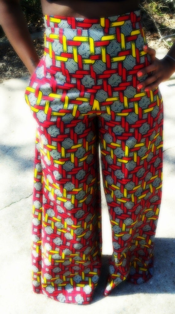 Wide Leg African Print Pants By Nigerianhippie On Etsy