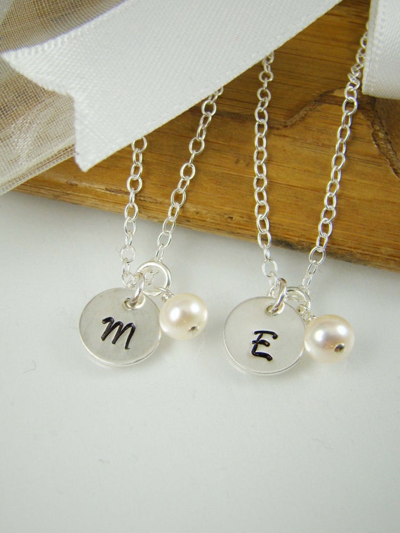 Personalized Flower Girl Necklace, Flower Girl Initial Pearl Necklaces ...