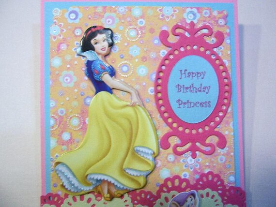 princess snow white birthday handmade card
