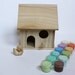 DIY Wooden Bird House- Unpainted Wood Birdhouse / Feeder. Includes Bird & Paint Set.