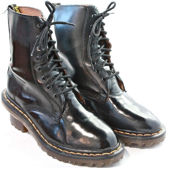 RARE Vintage Black High Heel // Doc Martens Gibsons Leather