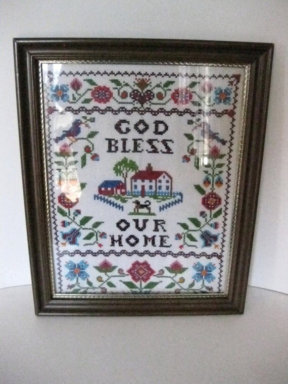 Counted CrossStitch Sampler God Bless Our Home